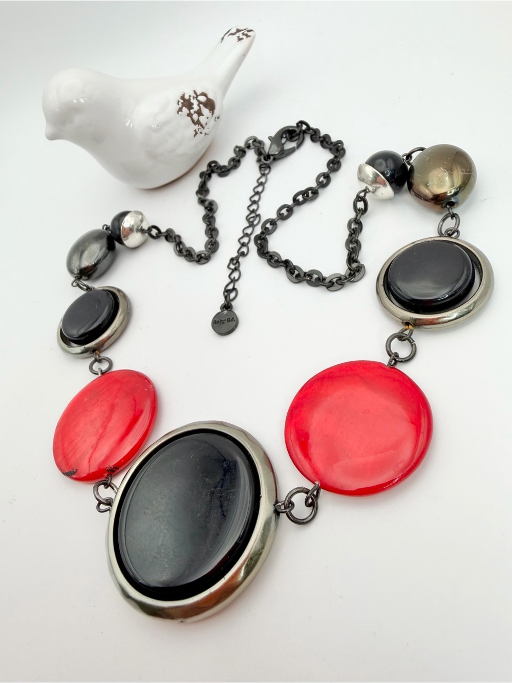 Ruby Rd. Red and Black Resin Disc Necklace